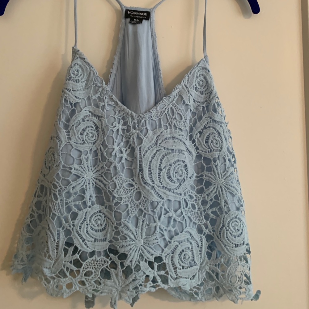Light Blue Lace Crop Top